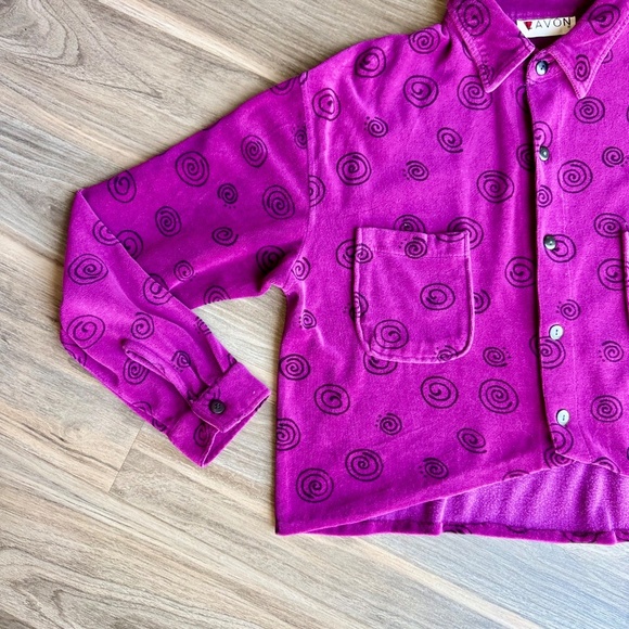 LAVON Vintage Button-Up Shirt Purple Swirl Print Long Sleeve Size M - Picture 4 of 12